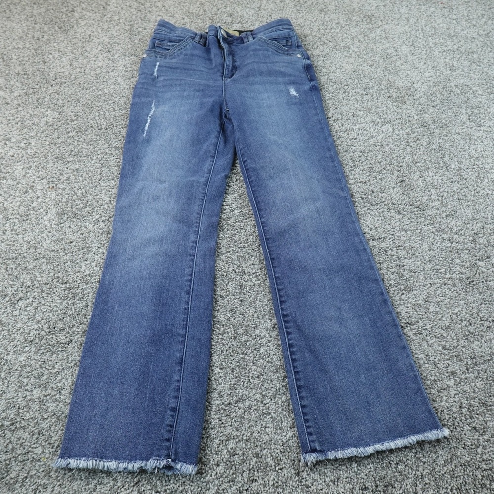 Democracy Jeans Womens 2 Dark Blue Denim Pants Ab Technology Boot Cut Stretch